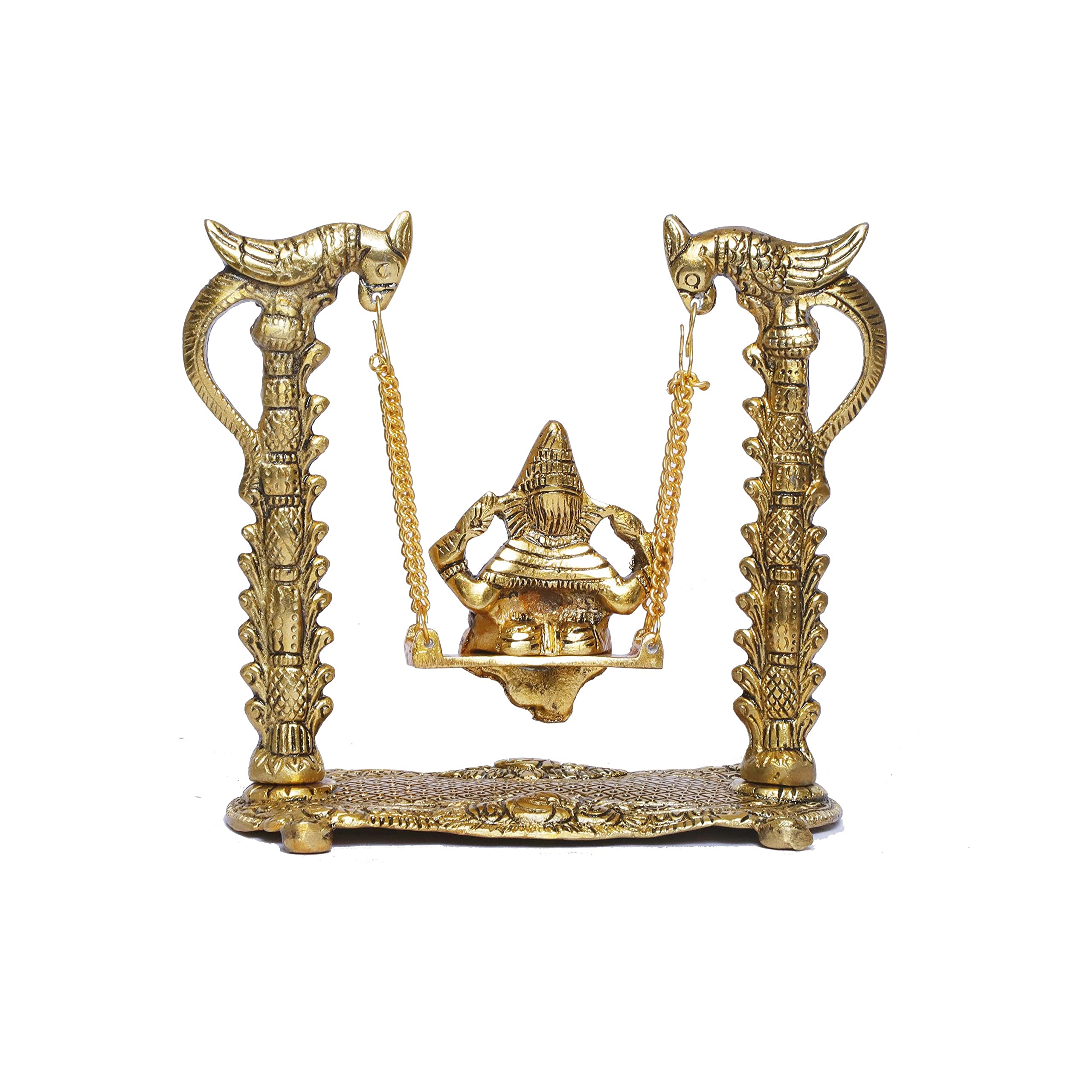 Kridaykraft Ganesh Ji Jhula,Ganpati Idol On Swing Jhula For Temple Pooja,Ganesha Metal Statue Table Decorative Home,Office & Gif
